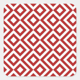 Sticker Carré Meander rouge et blanc