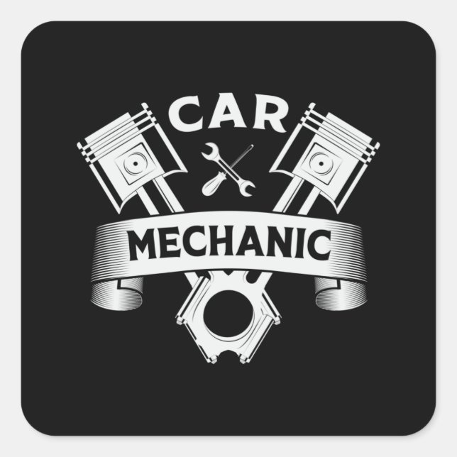 Sticker Carré Mécanicien de voiture Mécanique de moteur voiture  (Devant)