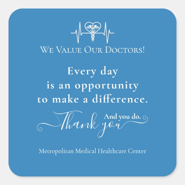 Sticker Carré Médecins Semaine d'appréciation Symbole santé en v (Devant)