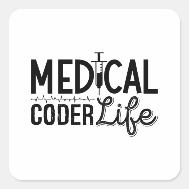 Sticker Carré Medical Coder Life Assistant ICD Programmer Coding (Devant)