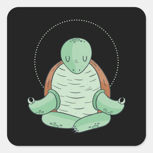 Sticker Carré Méditation Zen Yoga Turtle Omm Cadeau (Devant)
