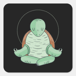 Sticker Carré Méditation Zen Yoga Turtle Omm Cadeau