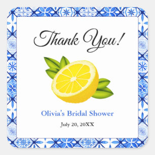 Sticker Carré Mediterranean Lemon Merci Cadeaux de Mariage
