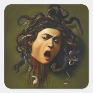 Sticker Carré Medusa tête Caravaggio peinture art mythologie can