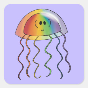 Sticker Carré Méduse arc-en-ciel