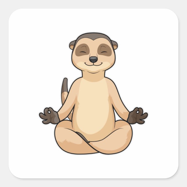 Sticker Carré Meerkat à la méditation de Yoga (Devant)