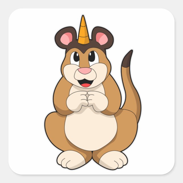 Sticker Carré Meerkat avec corne (Devant)