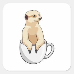 Sticker Carré Meerkat avec la coupe du café