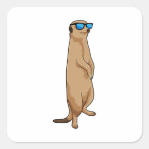 Sticker Carré Meerkat avec lunettes de soleil