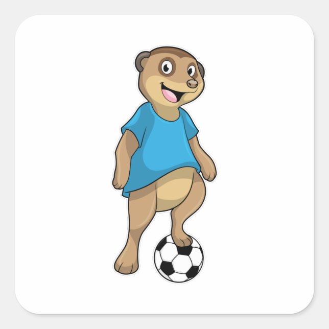 Sticker Carré Meerkat comme joueur de football avec Soccer (Devant)