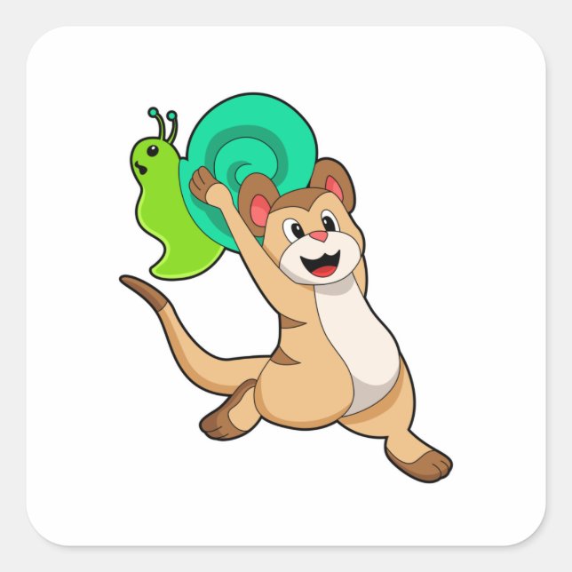 Sticker Carré Meerkat with Snail.PNG (Devant)