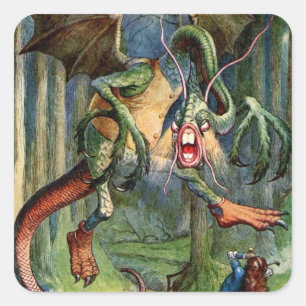 Sticker Carré Méfiez-vous du Jabberwock, mon fils !