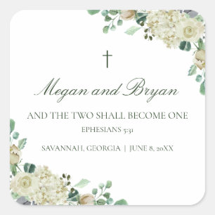 Sticker Carré Megan Elégant Mariage chrétien Enveloppe Phoques