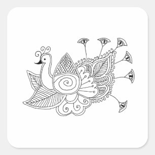 Sticker Carré Mehendi Peacock