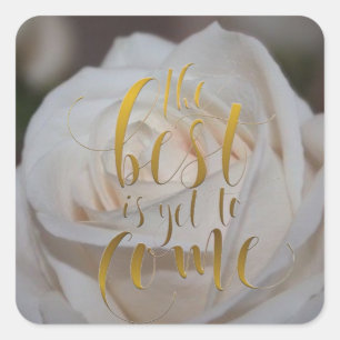Sticker Carré Meilleur À Venir Rose Blanche Enveliope Seals-Stic