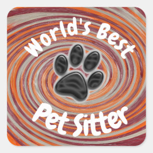 Sticker Carré Meilleur Animaux de compagnie Sitter Empreinte de