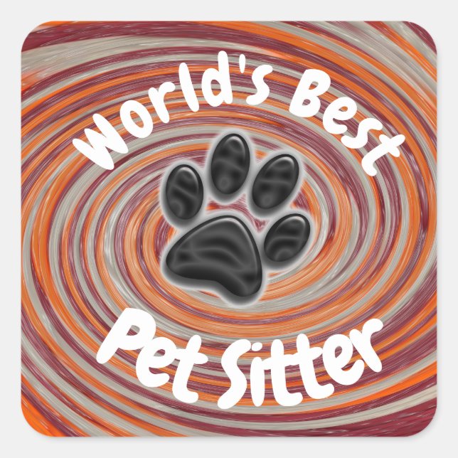 Sticker Carré Meilleur Animaux de compagnie Sitter Empreinte de  (Devant)