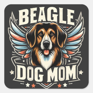 Sticker Carré Meilleur Beagle Chien Maman Ever - Beagle Amoureux