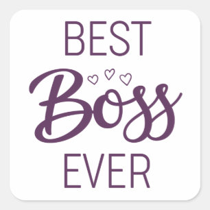 Sticker Carré Meilleur Boss Jamais Puple Calligraphie