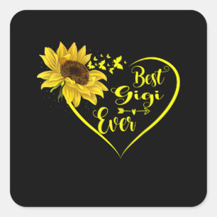 Sticker Carré Meilleur cadeau de tournesol Gigi