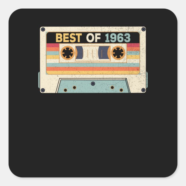 Sticker Carré Meilleur De 1963 Bande Cassette Anniversaire (Devant)