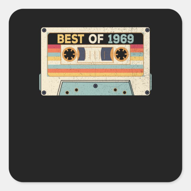 Sticker Carré Meilleur De 1969 Bande Cassette Anniversaire (Devant)