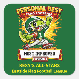 Sticker Carré Meilleur Drapeau de Football Personnel – Récompens