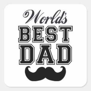 Sticker Carré Meilleur papa du monde avec moustache