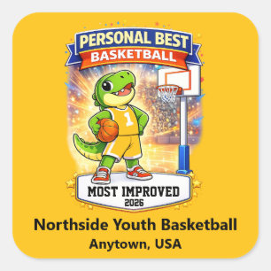 Sticker Carré Meilleur Personnel de Basketball pour les Jeunes –