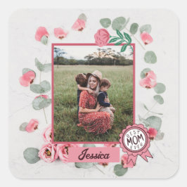 Sticker Carré Meilleure maman Jamais Badge Mère Nom de la photo