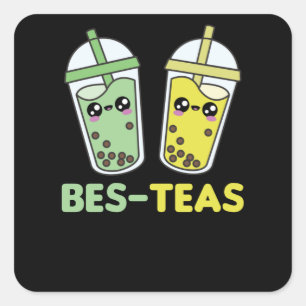 Sticker Carré Meilleurs Thés - Bubble Tea Kawaii Boba Tea Love