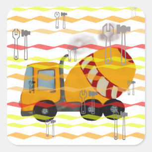Sticker Carré Mélangeur concret jaune et rouge