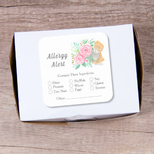 Sticker Carré Mélangeur d'aquarelle avec alerte d'allergie de bo