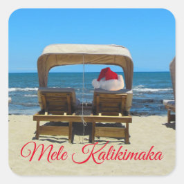 Sticker Carré Mele Kalikimaka beach