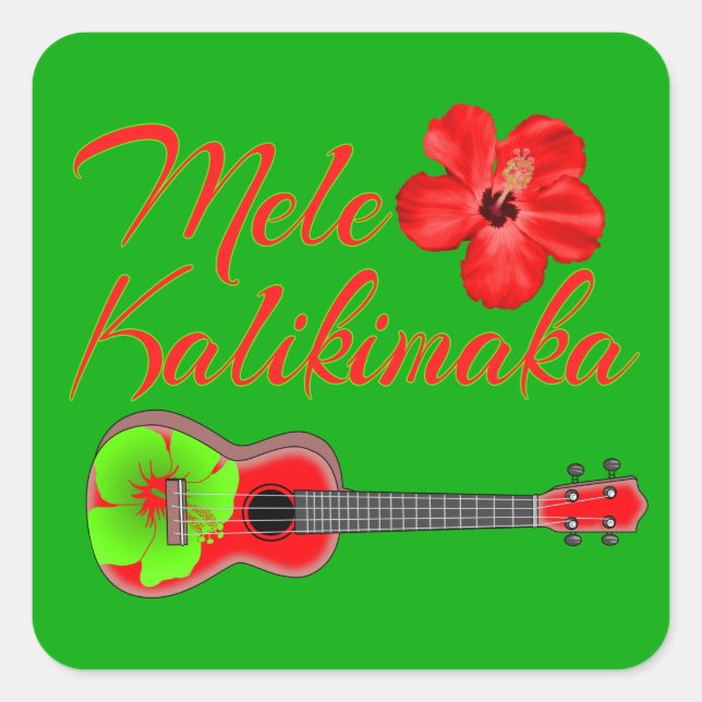 Sticker Carré Mele Kalikimaka Ukulele (Devant)