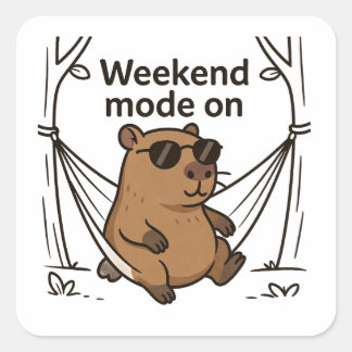 Sticker Carré Mème de capybara paresseux en bande dessinée Autoc