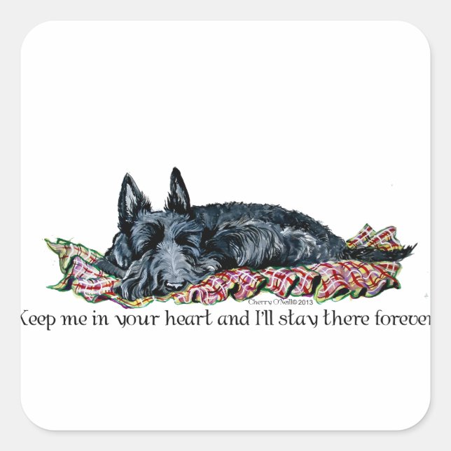 Sticker Carré Mémoire de Scottish Terrier (Devant)