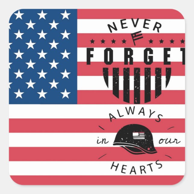 Sticker Carré Memorial Day, drapeau américain (Devant)