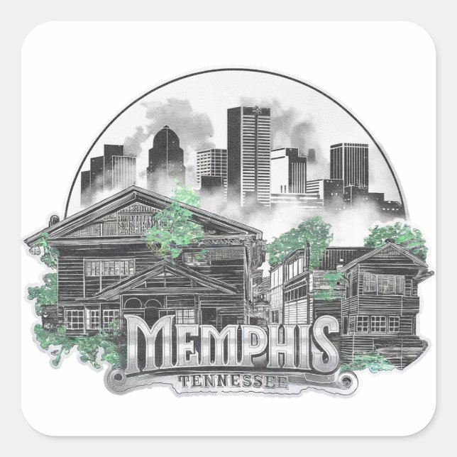Sticker Carré Memphis City Tennessee USA (Devant)