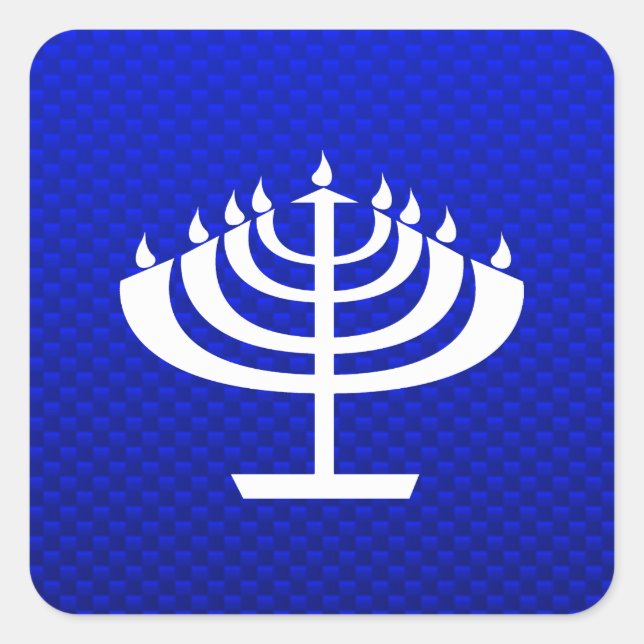 Sticker Carré Menorah bleue (Devant)