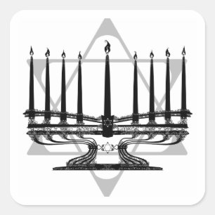 Sticker Carré Menorah et Star