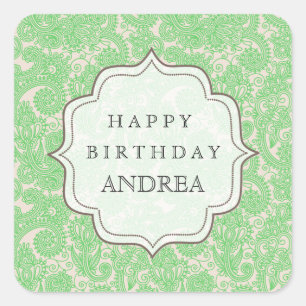 Sticker Carré Menthe verte Anniversaire Dessert Table Cadeau Éti