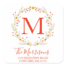 Mention de Noël Monogramme Botanique Adresse de re