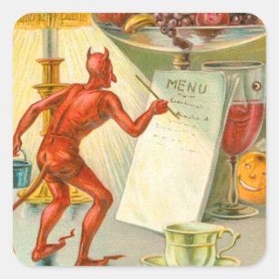 Sticker Carré Menu Fruit de Démon de Lampe Diabolique
