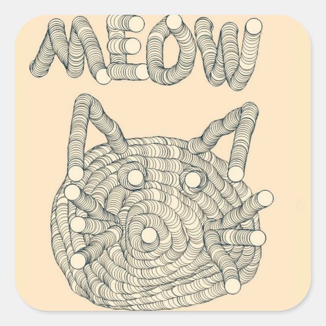 Sticker Carré MEOW Cat (Devant)