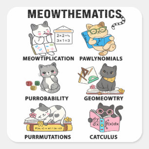 Sticker Carré Meowthematics Blagues Mathématiques Drôles de Chat