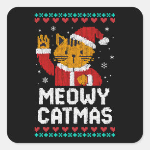 Sticker Carré Meowy Catmas