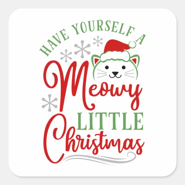 Sticker Carré Meowy Little Christmas (Devant)