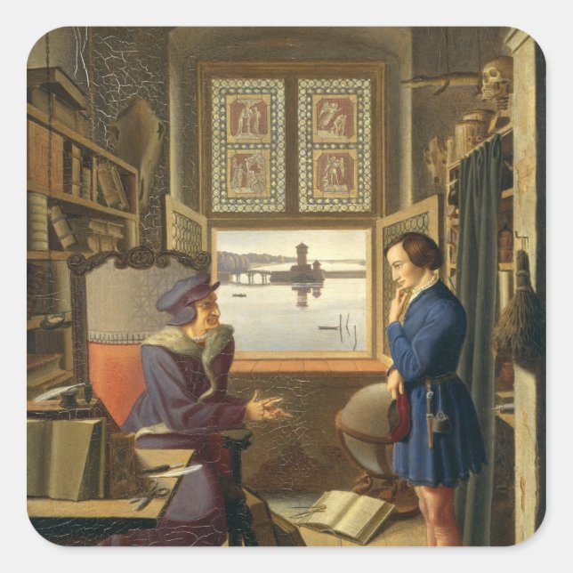 Sticker Carré Mephisto et l'étudiant, 1828 (Devant)