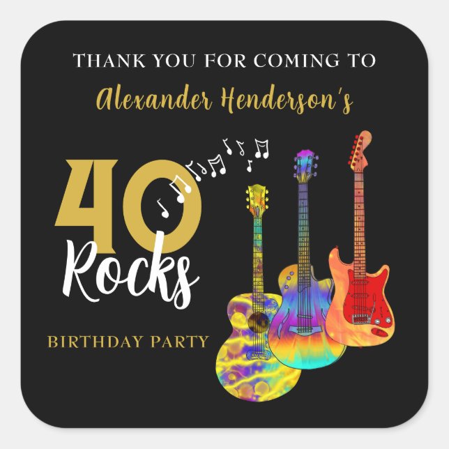 Sticker Carré Merci 40e anniversaire Guitar Rocks 40 (Devant)